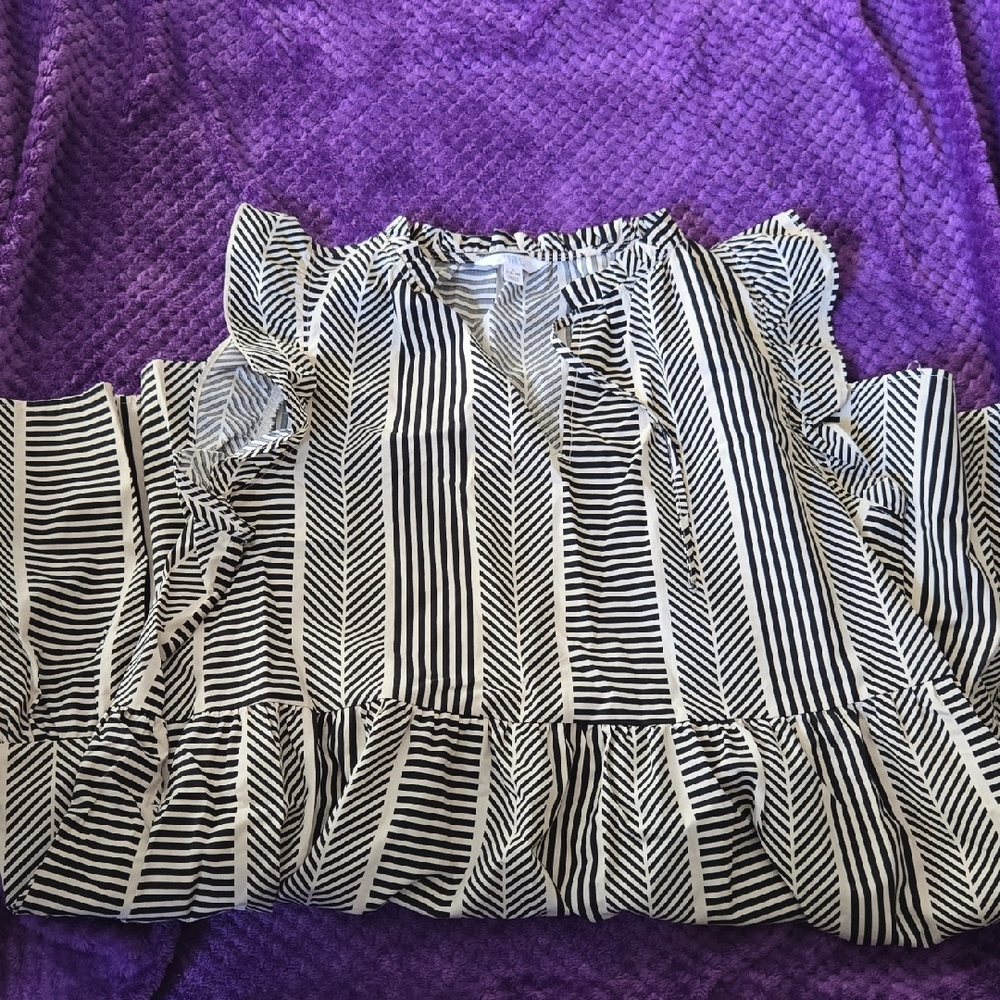 Time and Tru Black and White Striped Mini Dress